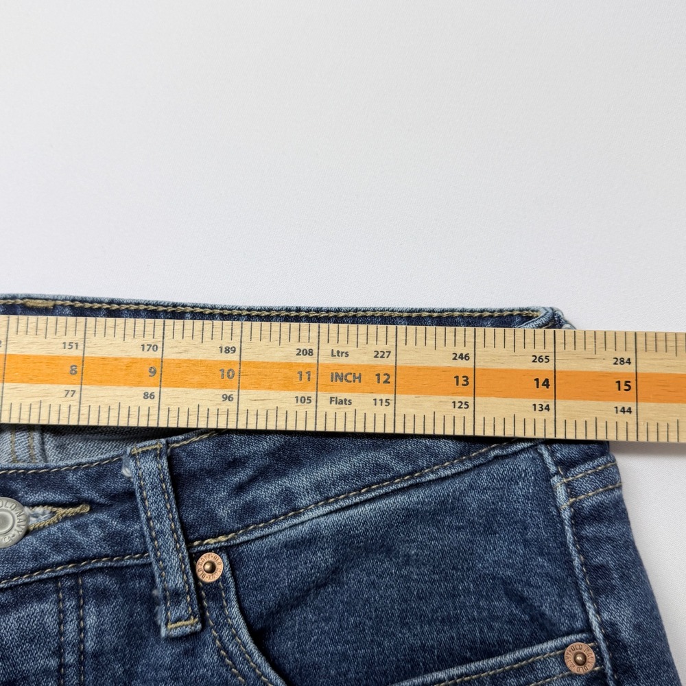 Old Navy OG Straight High Rise Distressed Raw Hem Button Fly Jeans Size 8 - Picture 6 of 9